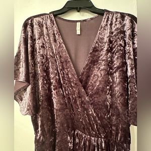 Amethyst velvet wrap style dress. Perfect for evening out, pair with boots !